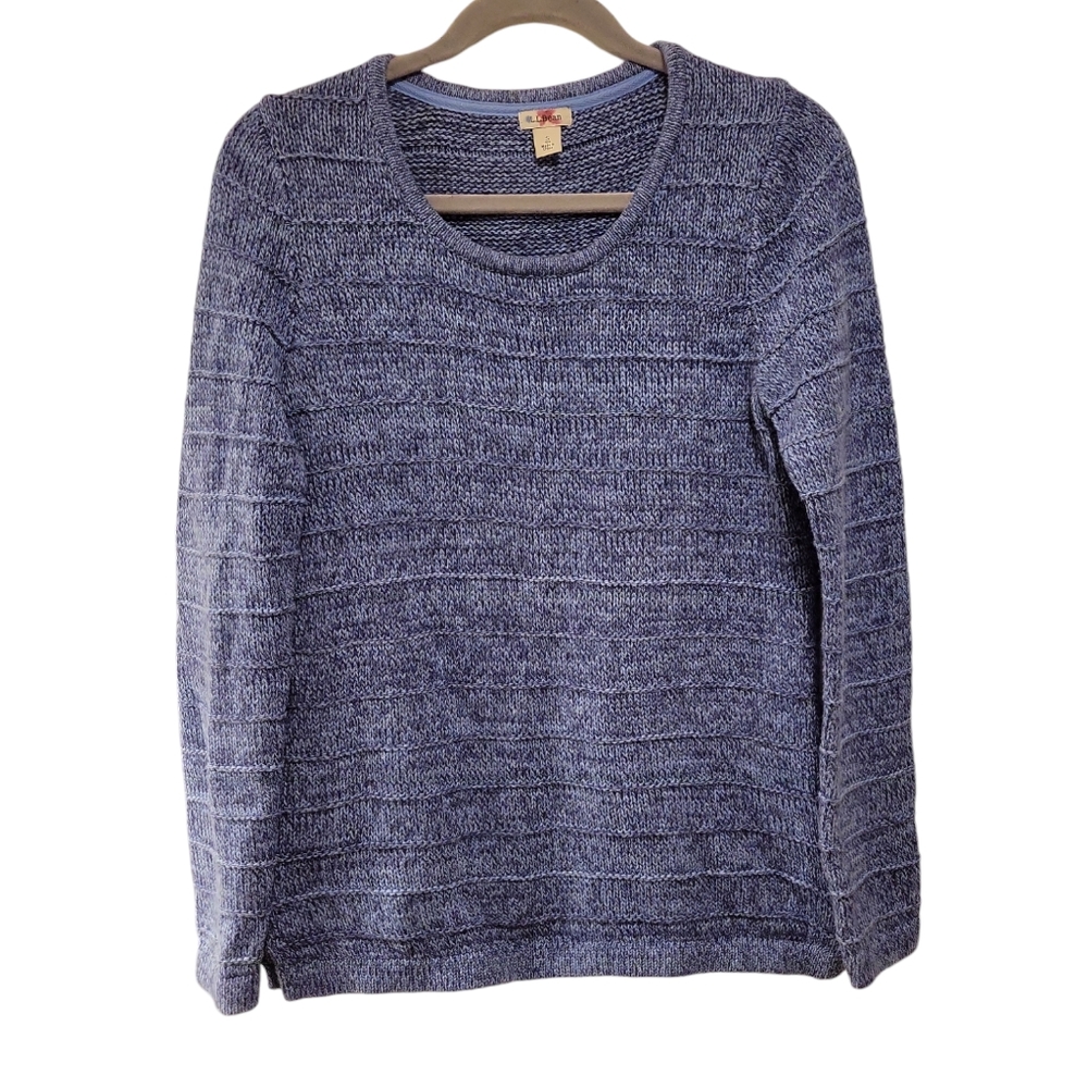L.L.Bean, Scoop Neck Knit Sweater, 100% Cotton, Long Sleeve, Women's sz S Reg, T